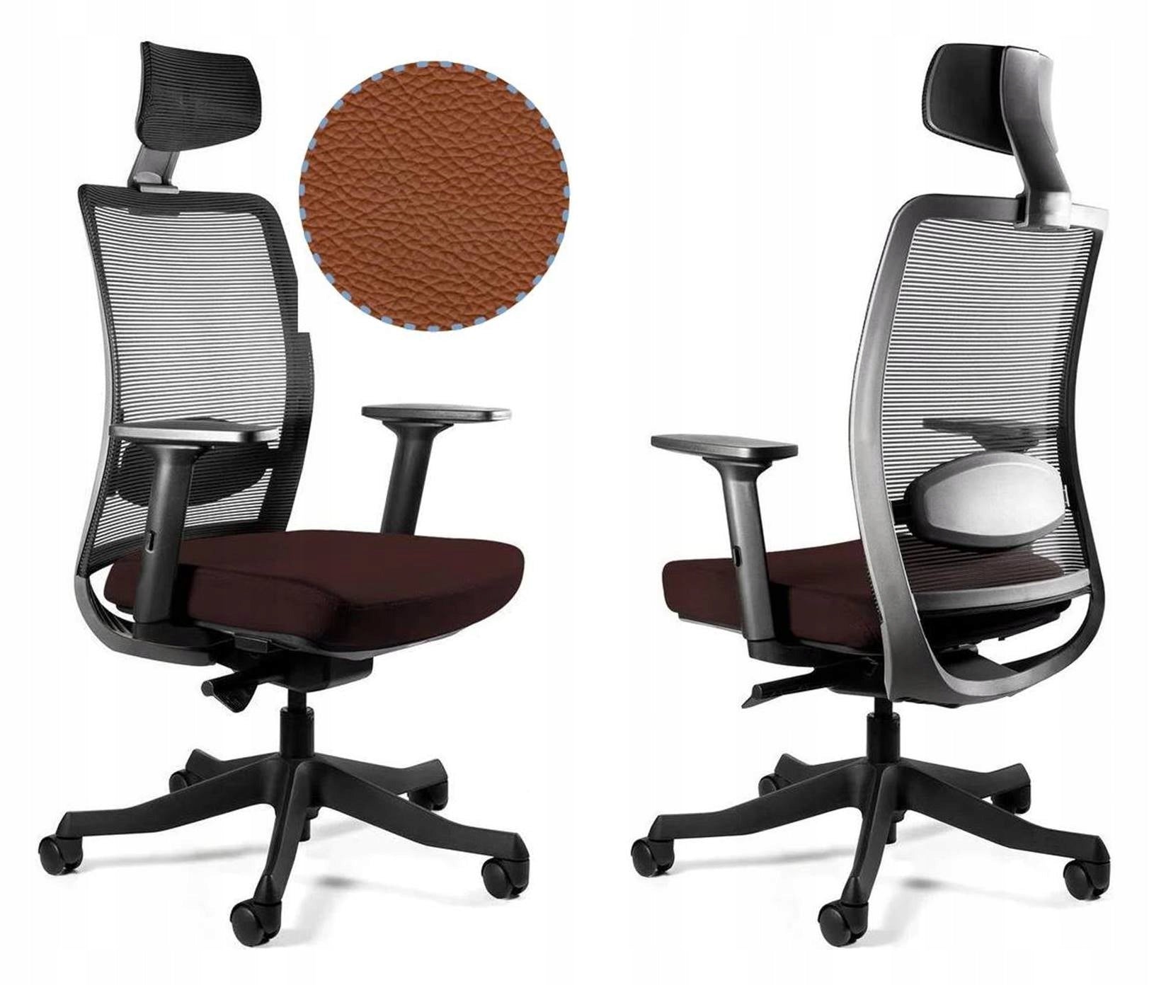 Leather Swivel Chair for Office - Chair Brown, Ergonomic Design Packaging status original