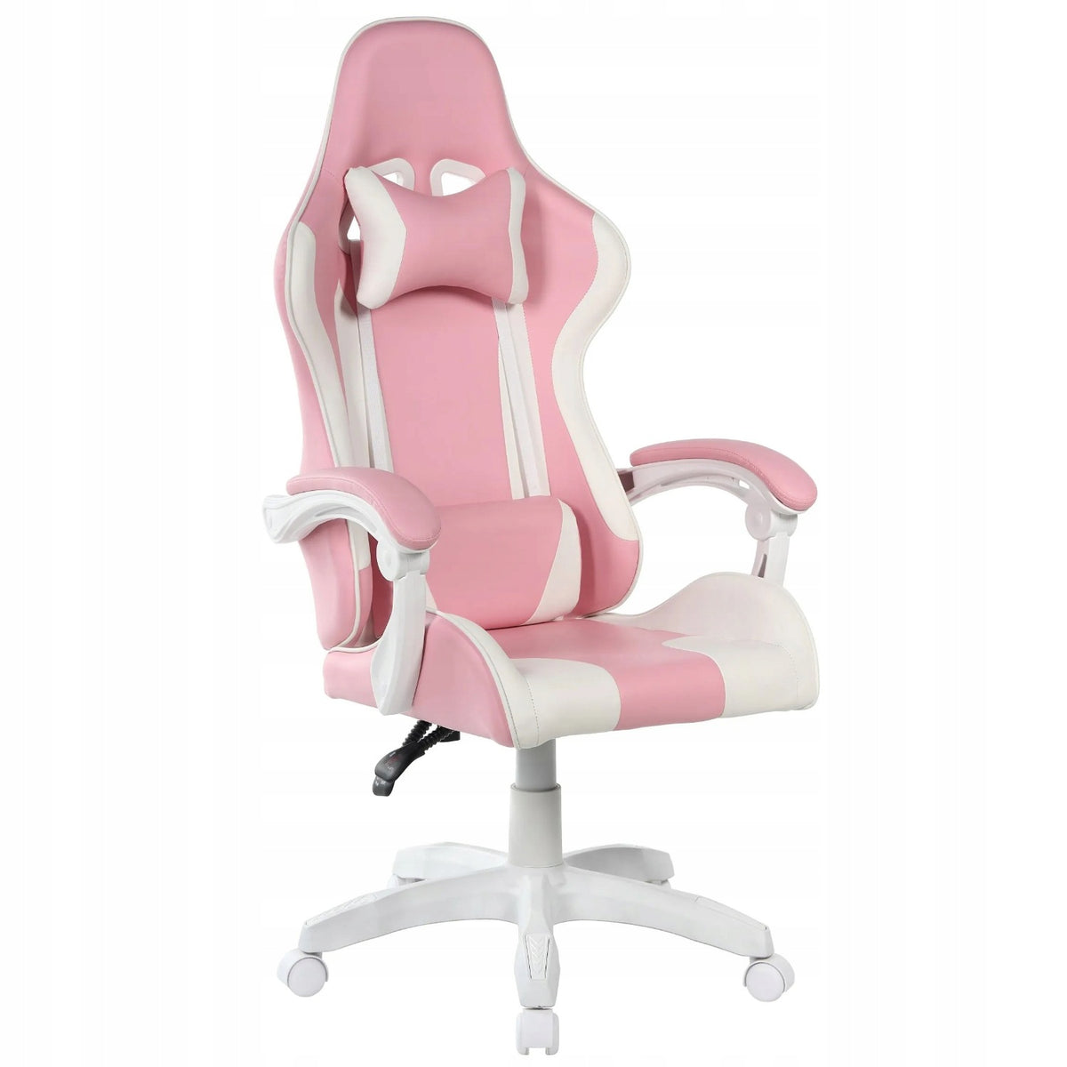 Leather Swivel Chair for Player for Gaming Desk Pink White ROZA Furniture depth 74 cm