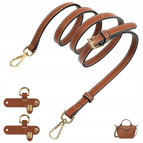 Leather bag strap adjustable for Longchamp mini home gift