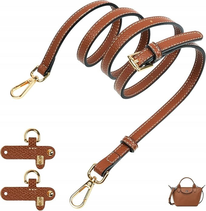 Leather bag strap adjustable for Longchamp mini home gift