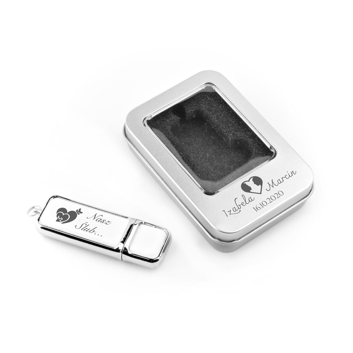 Leather flash drive 2 GB 2.0 + Box + WeDDING Engraving