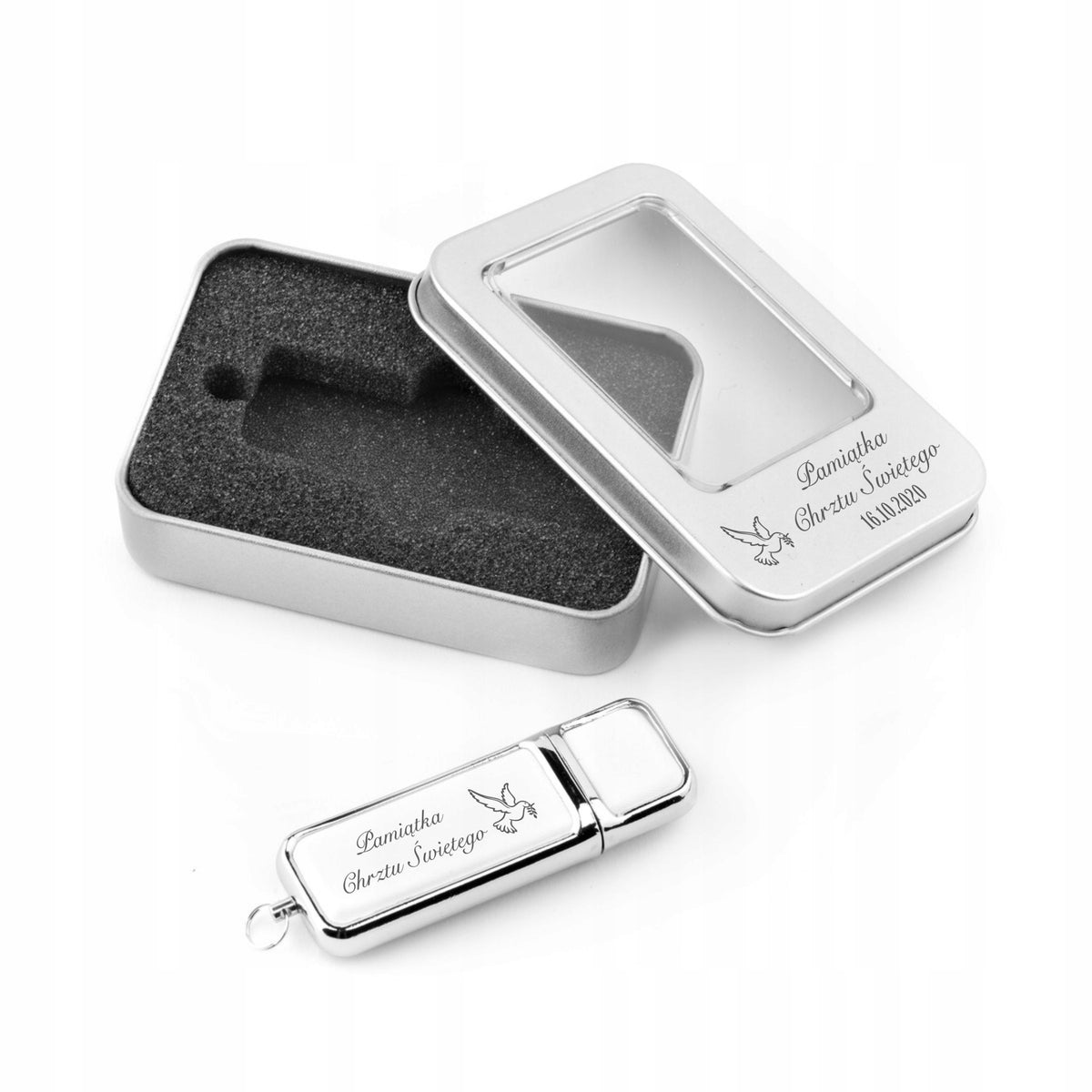 Leather flash drive 32 GB 3.0 + Box + Engraving BAPTISM Brand MemoRabbit