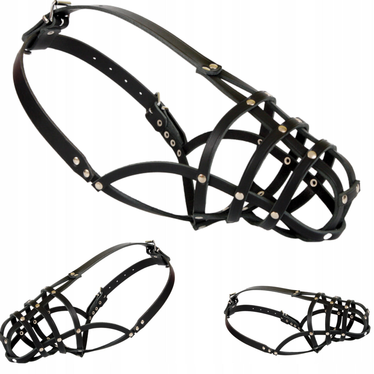 Leather muzzle for big dog Dingo riveted adjustable muzzle circumference 31cm