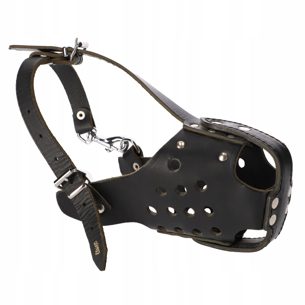 Leather muzzle for dog riveted reinforced PREMIUM Dingo circumference 32 cm Packaging status original
