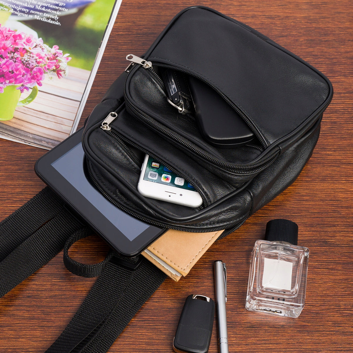 Leather women's backpack Beltimore roomy classic fashionable sleek leather Brand Beltimore