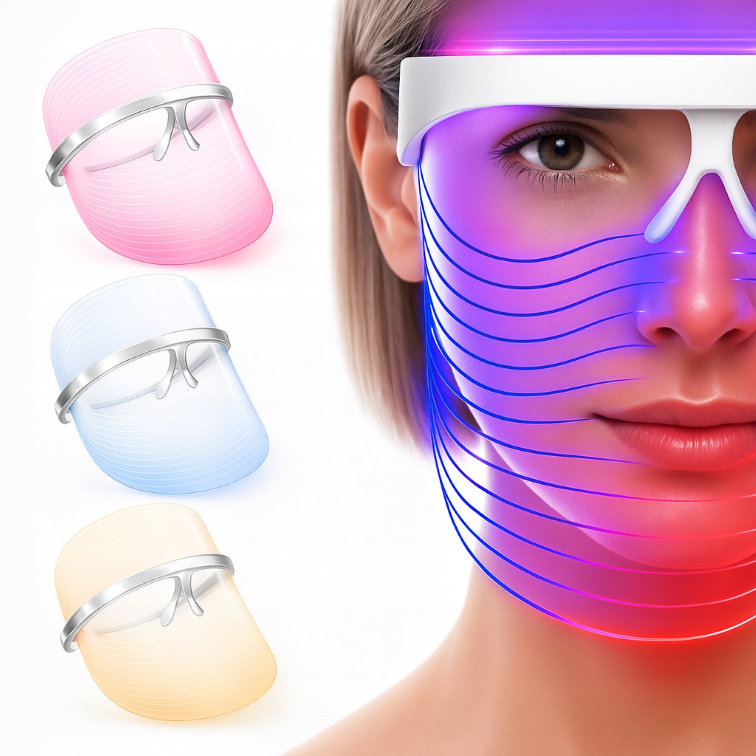 Led Face Mask Light Therapy For Face Beautifying Wireless
