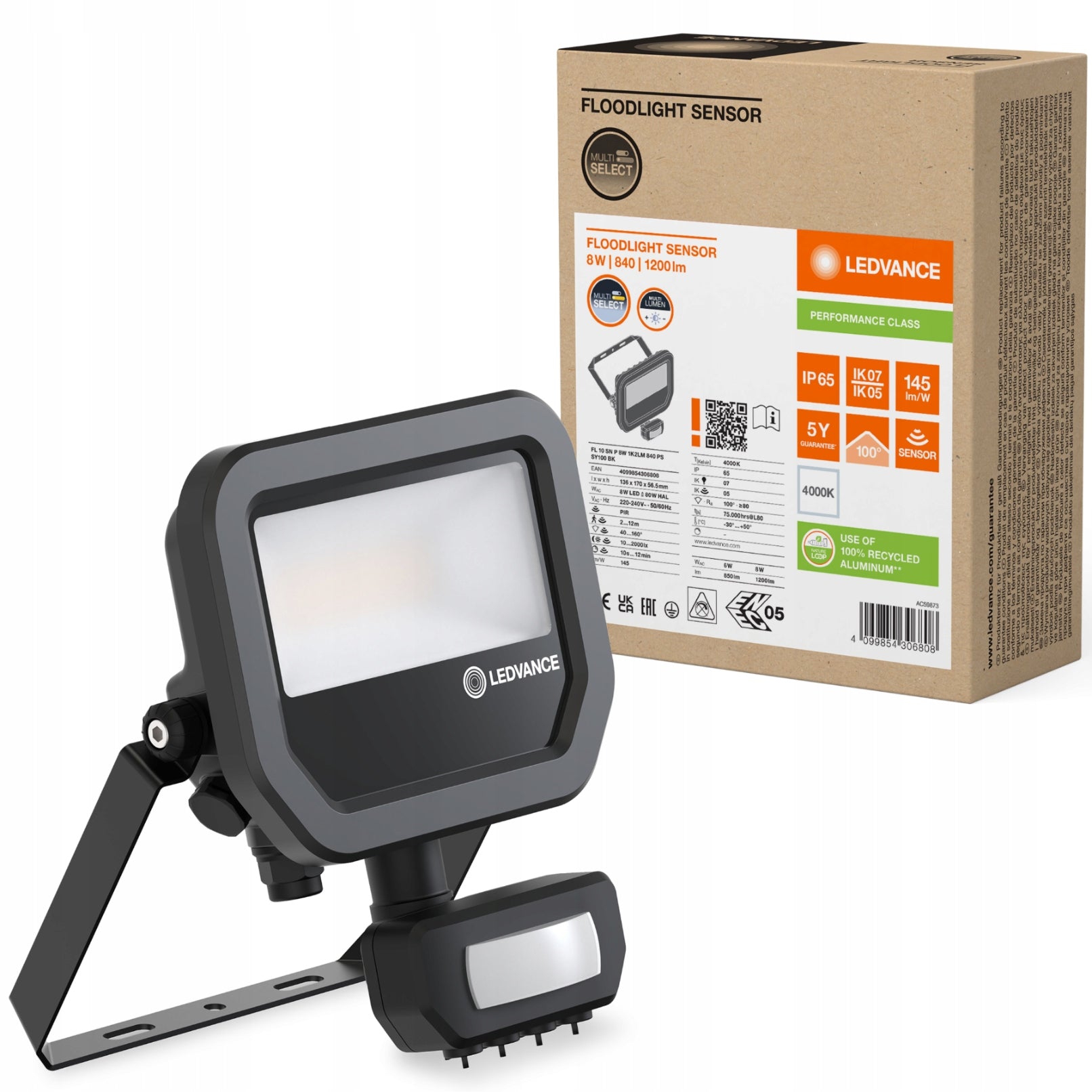 Ledvance Floodlight MOTION SENSOR 8W 4000K LED