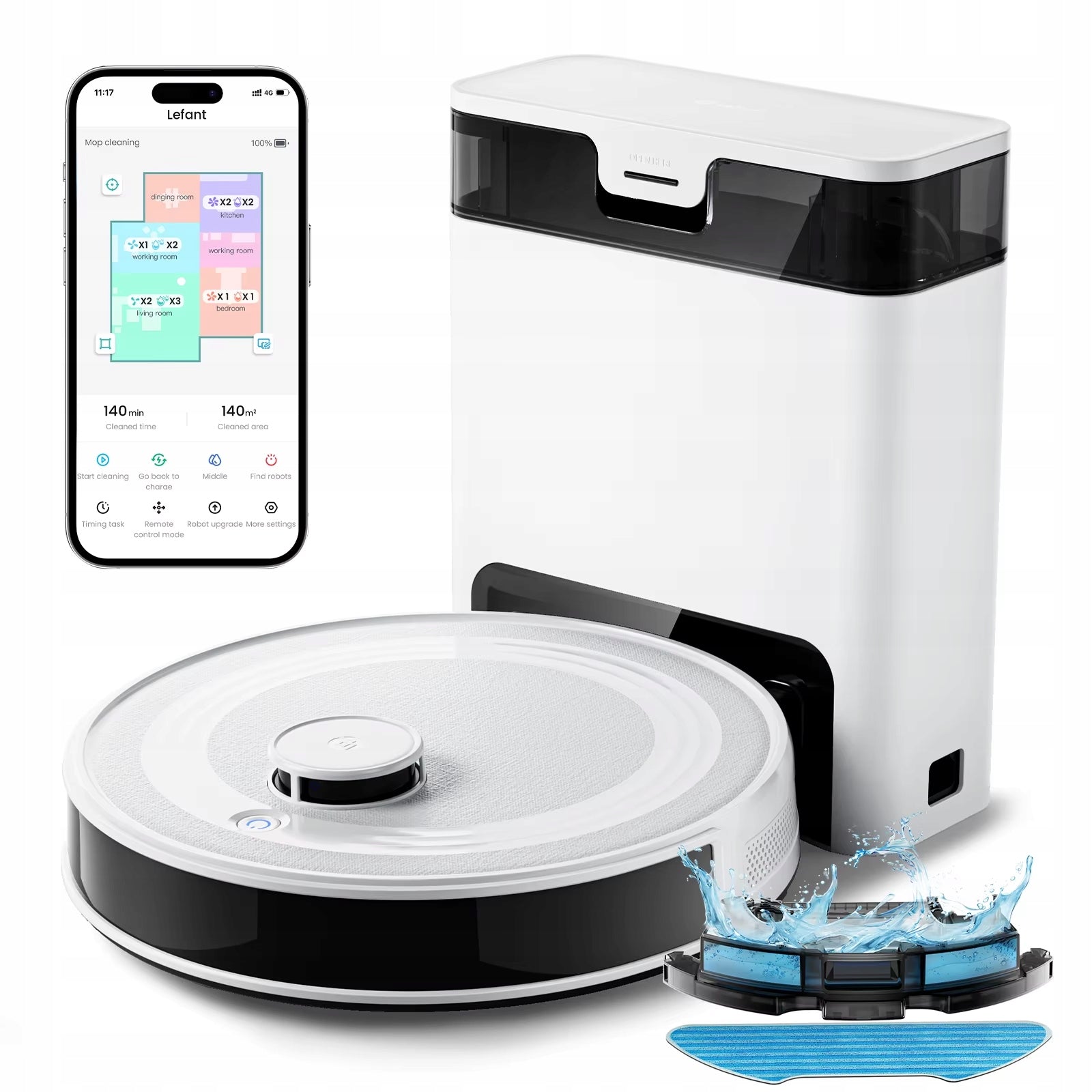 Lefant M2 Pro Best Robot Vacuum Mop 6000Pa Smart Mapping Auto Dock 60 Days