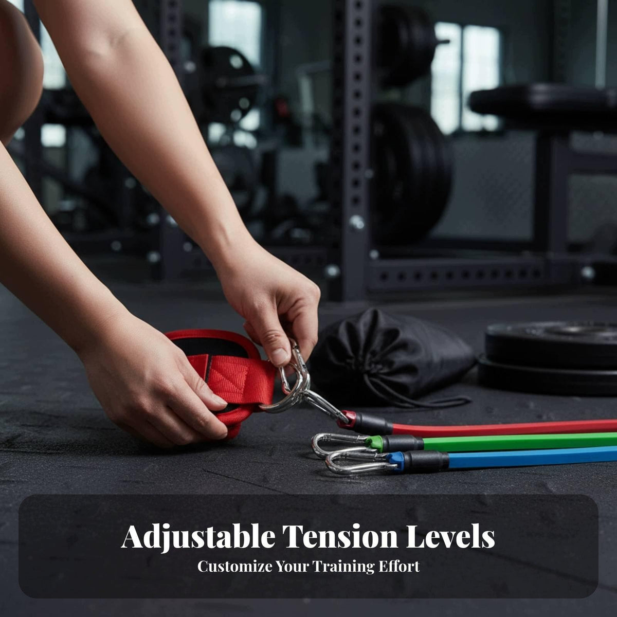 Leg Resistance Band, Ankle Strap, Glute Trainer Set, Core Strength, Black Packaging status original