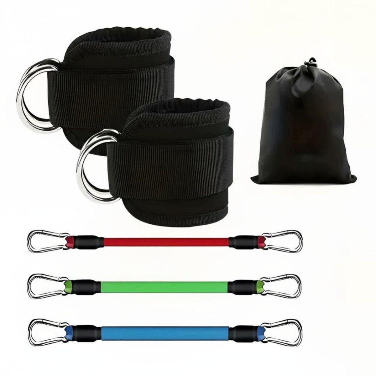 Leg Resistance Band, Ankle Strap, Glute Trainer Set, Core Strength, Black