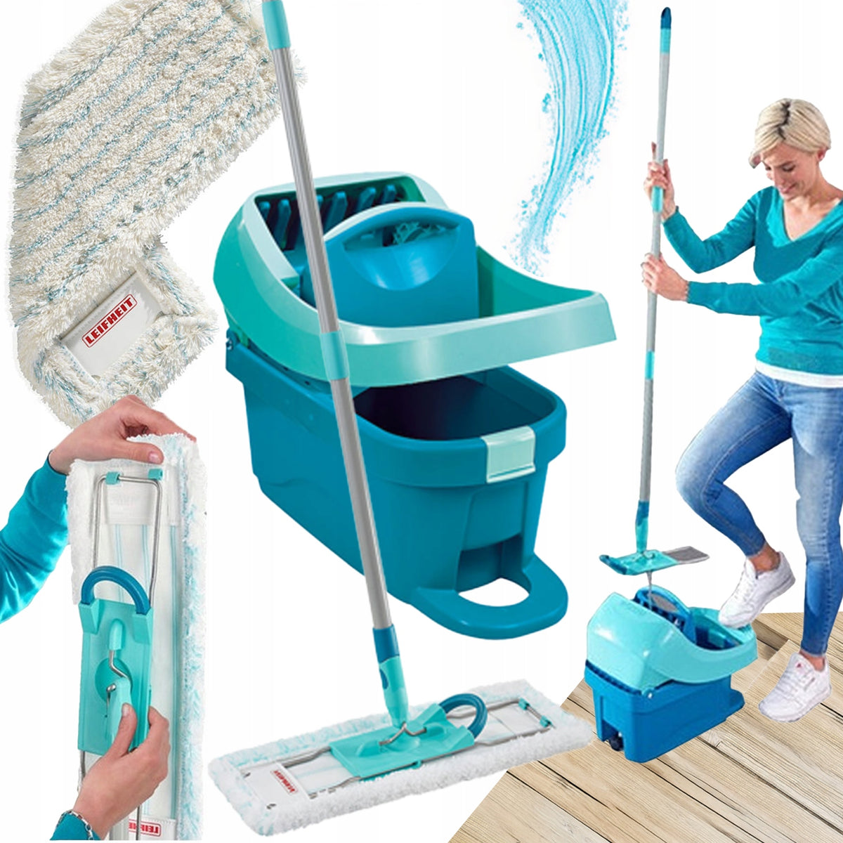 Leifheit Profi Mop Flat Mop with Bucket Flat Mop with Squeezer 42c Set Brand no brand