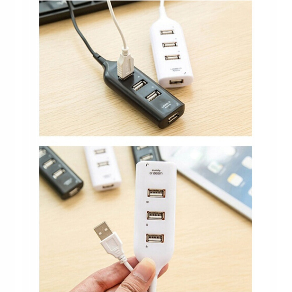 Lekki I Kompaktowy 4-Portowy Hub USB 2.0 Biały