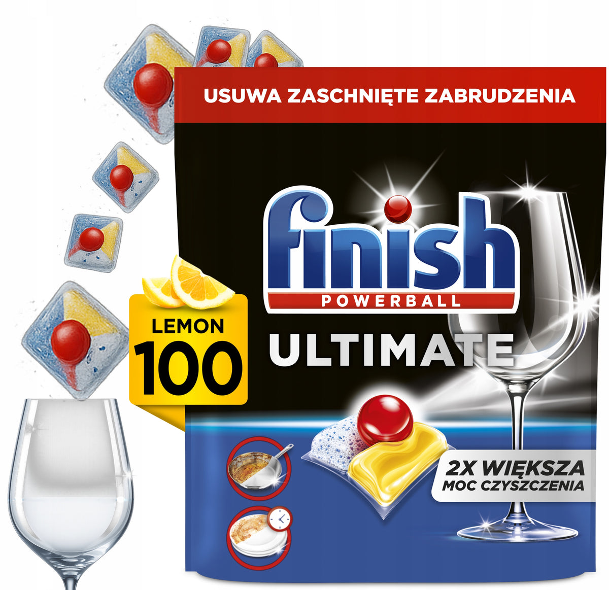 Lemon Dishwasher Capsules 2x More Power Finish Ultimate 100 Lemon Brand Finish