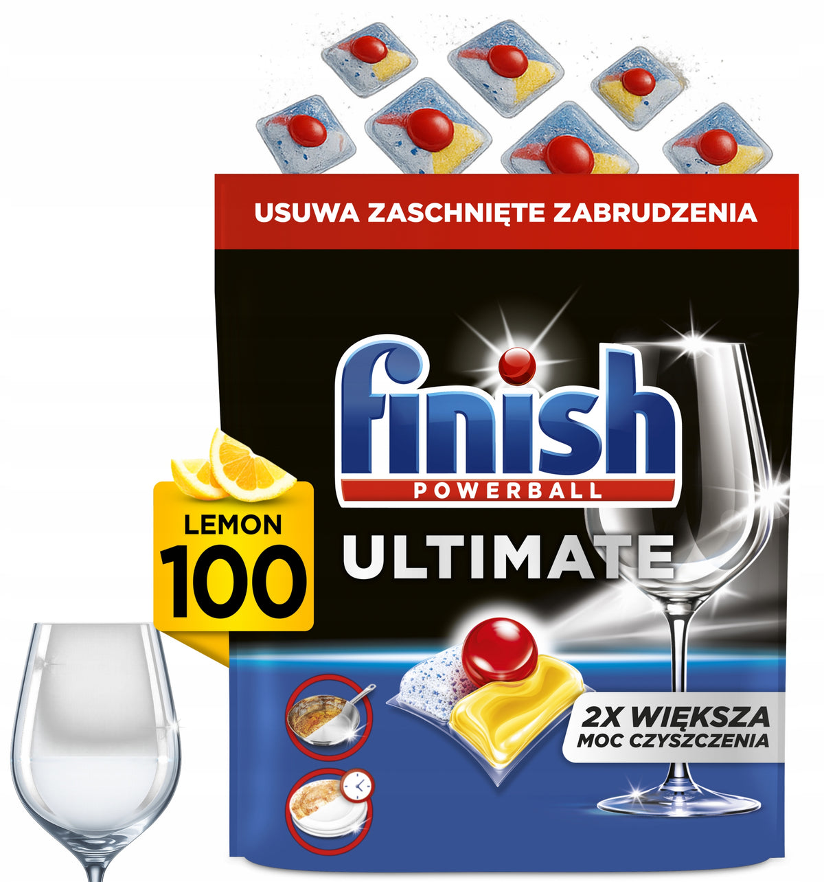 Lemon Dishwasher Capsules 2x More Power Finish Ultimate 100 Lemon