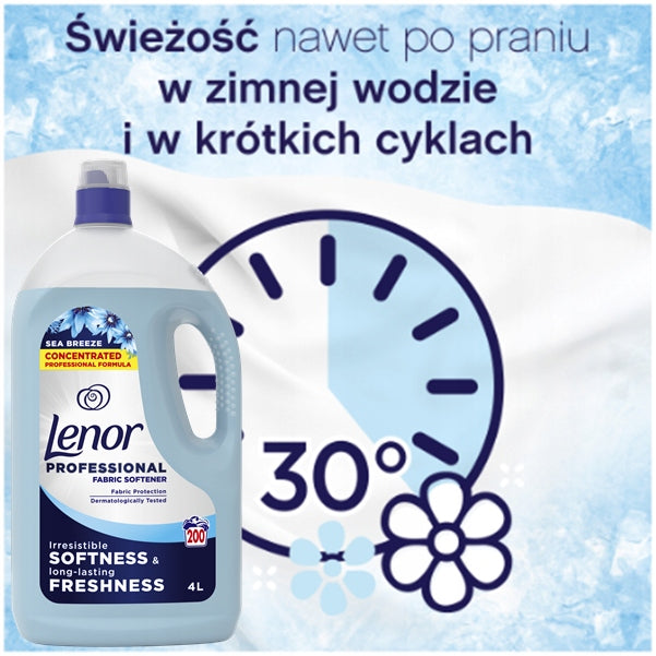 Lenor Fabric Softener 4l Sea Breeze 200 Rinses Blue Packaging status original