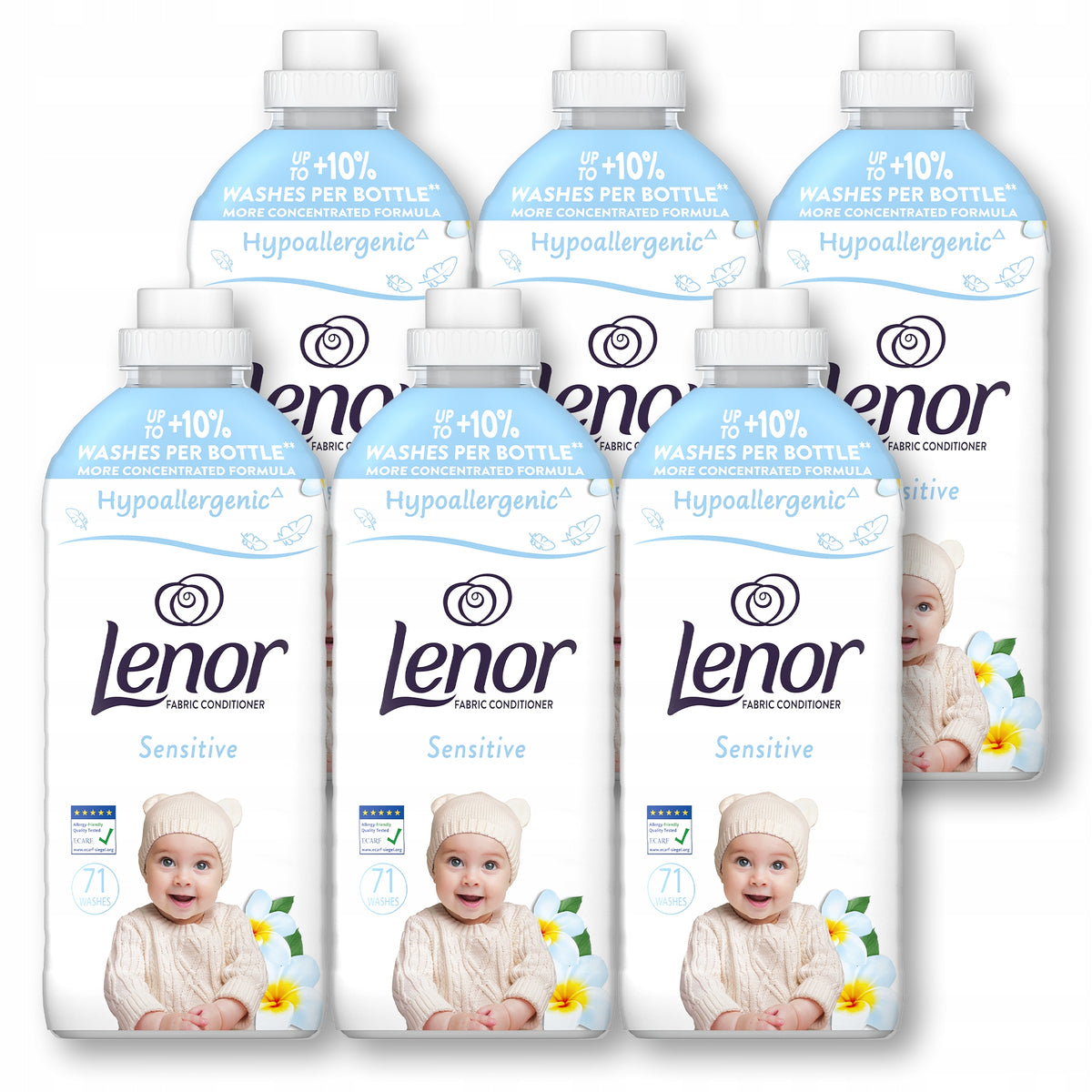 Lenor Fabric Softener, 6 x 71 Washes, Sensitive