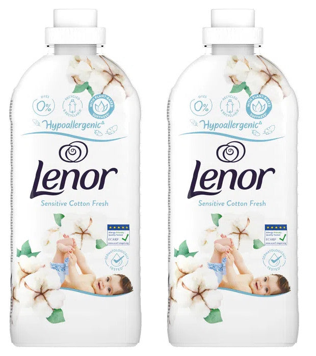 Lenor Hypoallergenic Rinse Liquid Sensitive Cotton Fresh 2x1,2L 96 Washes