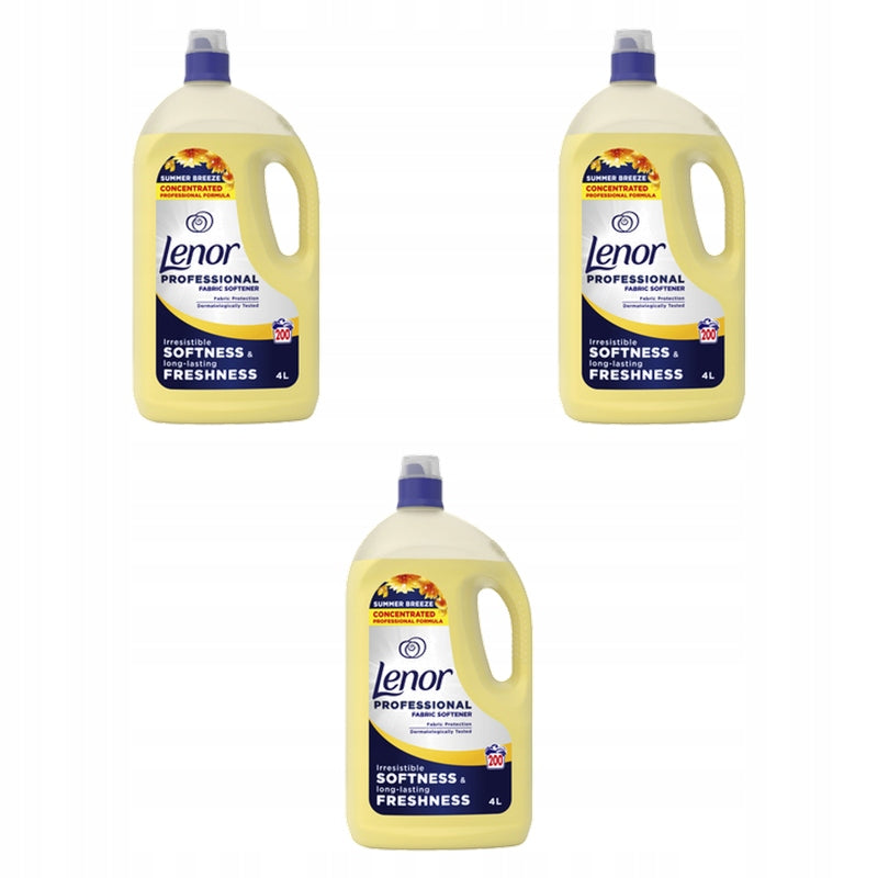 Lenor Professional Summer Breeze Fabric Softener 4L X3