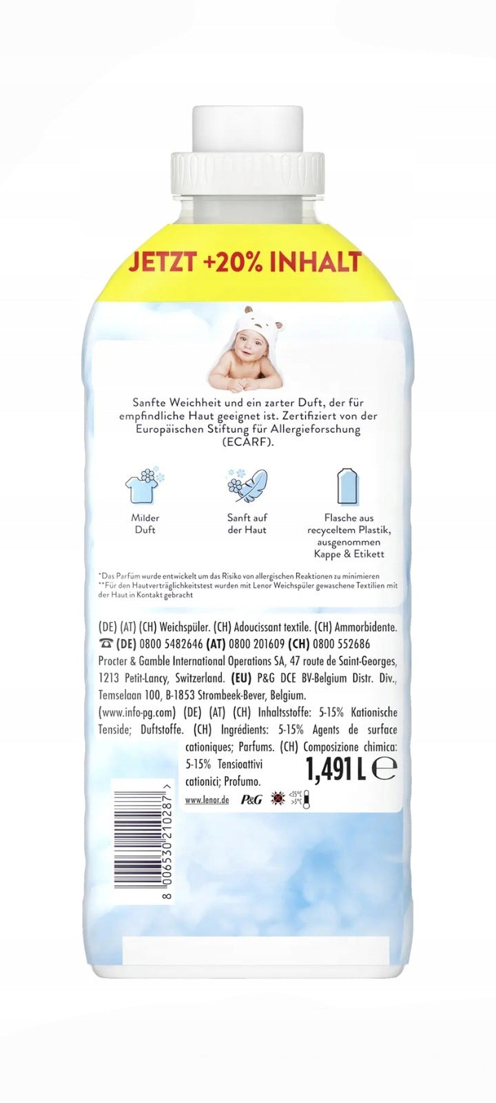 Lenor Sensitive 71 Washes Baby Softener 1,491 L from Germany Packaging status original