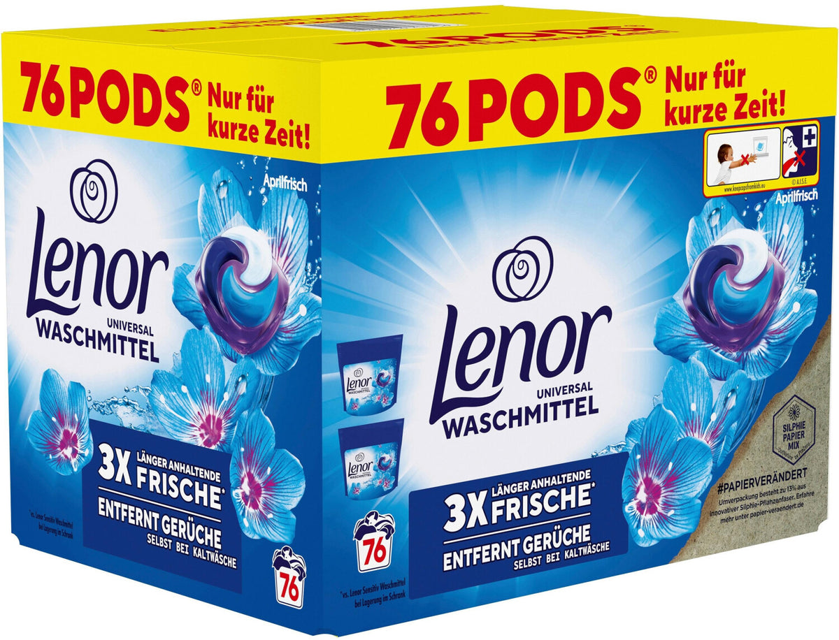 Lenor Washing Capsules 3in1 Universal Aprilfrisch from Germany 76 Washes
