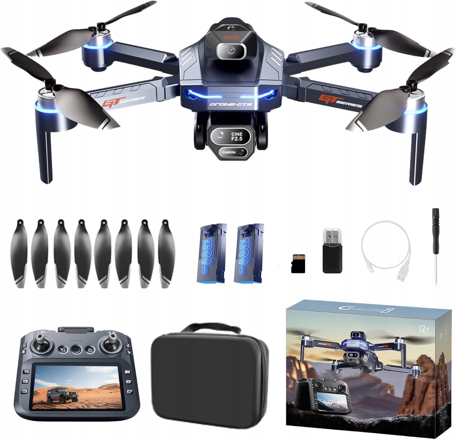 Lenovo GT8 GPS Drone 8K Professional HD Camera Laser Avoidance 3 Batteries Packaging status original