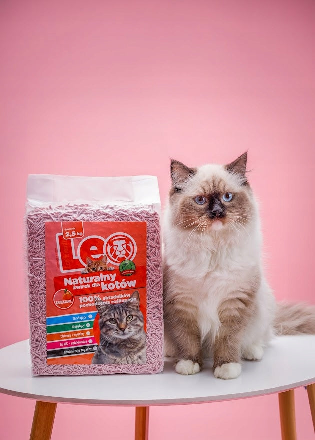 Leo Peach Scent Tofu Cat Litter – Safe Efficient Product weight 2.5 kg