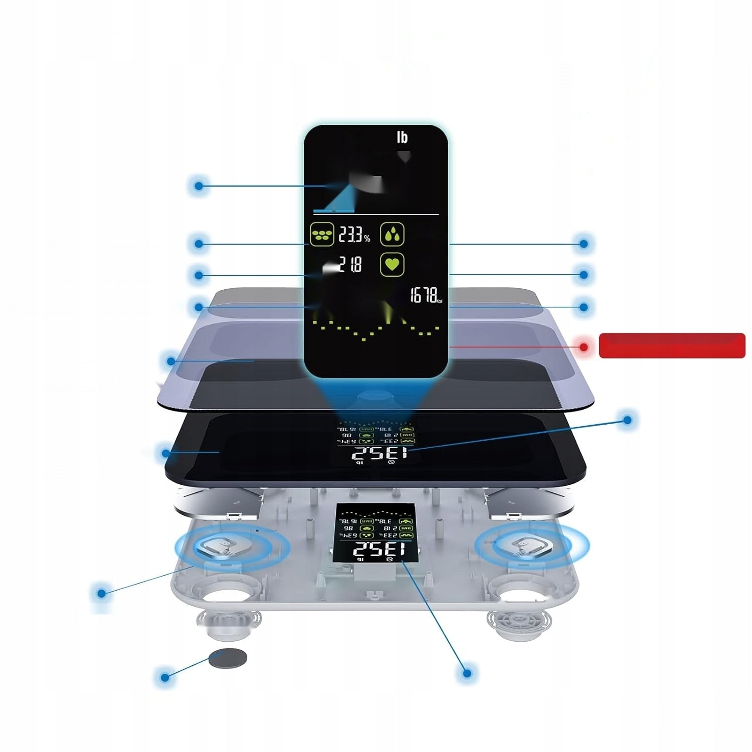 Lepulse FI2016LB Digital Bluetooth Scale with BMI Body Analysis Manufacturer code LPNWE345062245