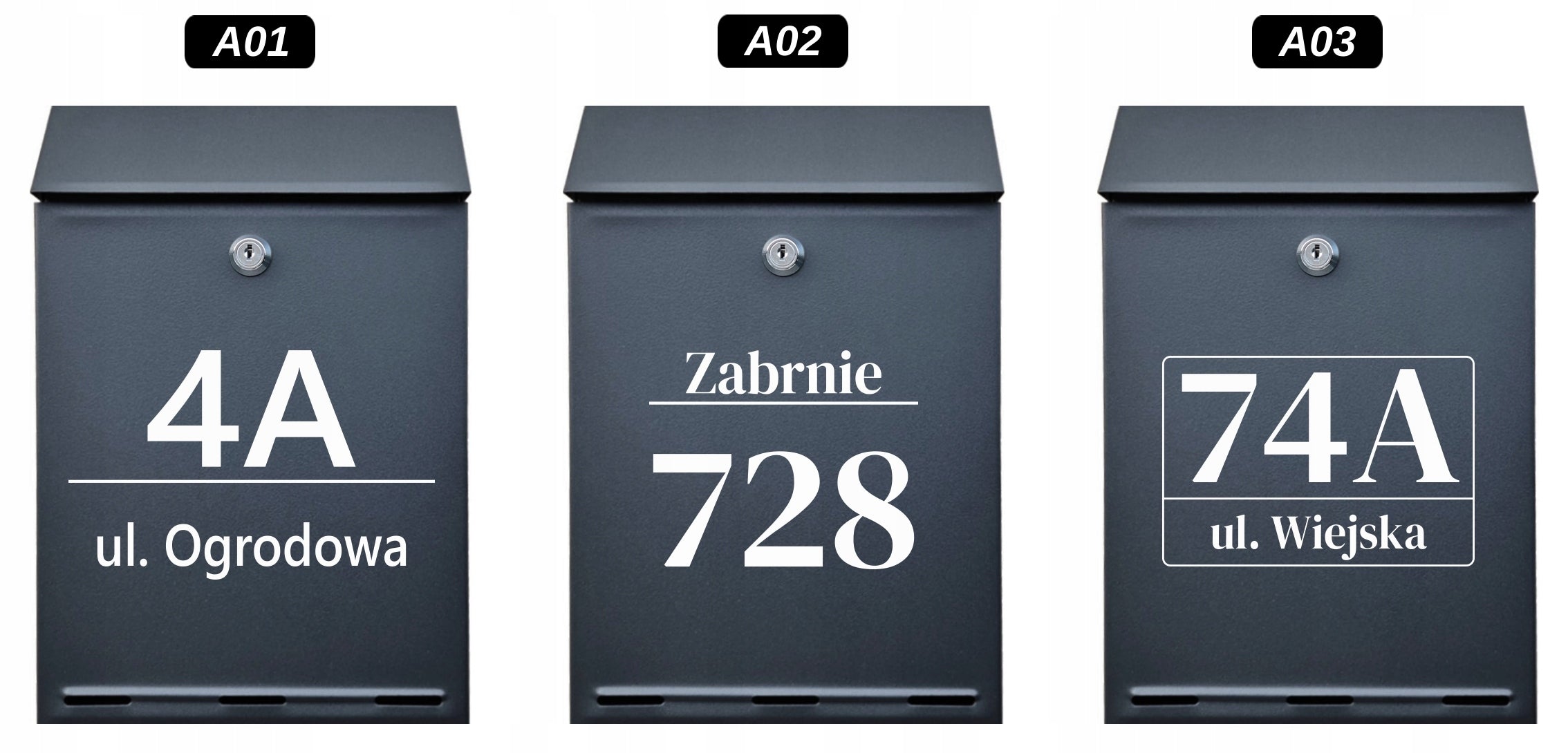 Letterbox Post A4 with Inscription, ANTHRACITE, BLACK -colors UV print Brand Metalbud.eu