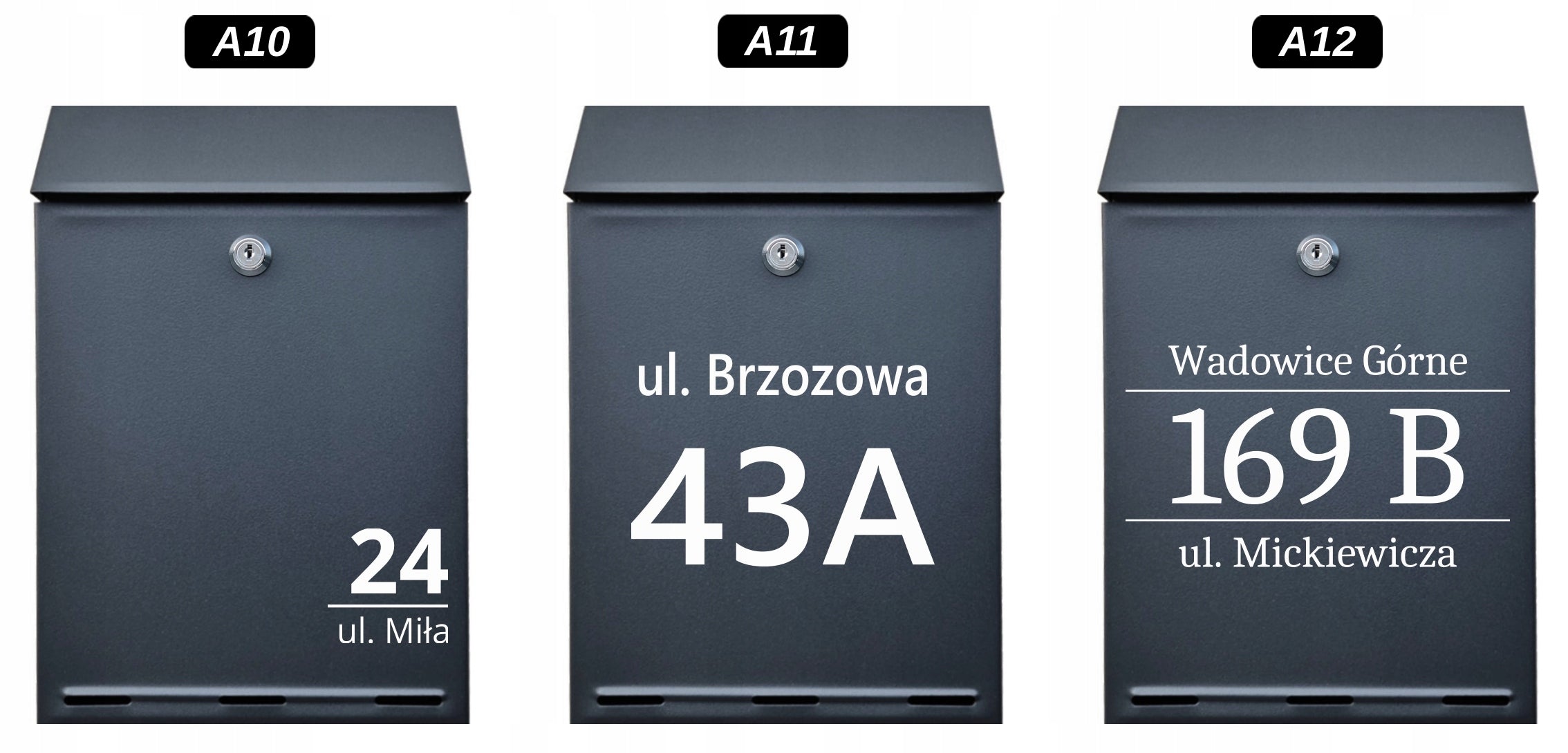 Letterbox Post A4 with Inscription, ANTHRACITE, BLACK -colors UV print Product height 34.5 cm