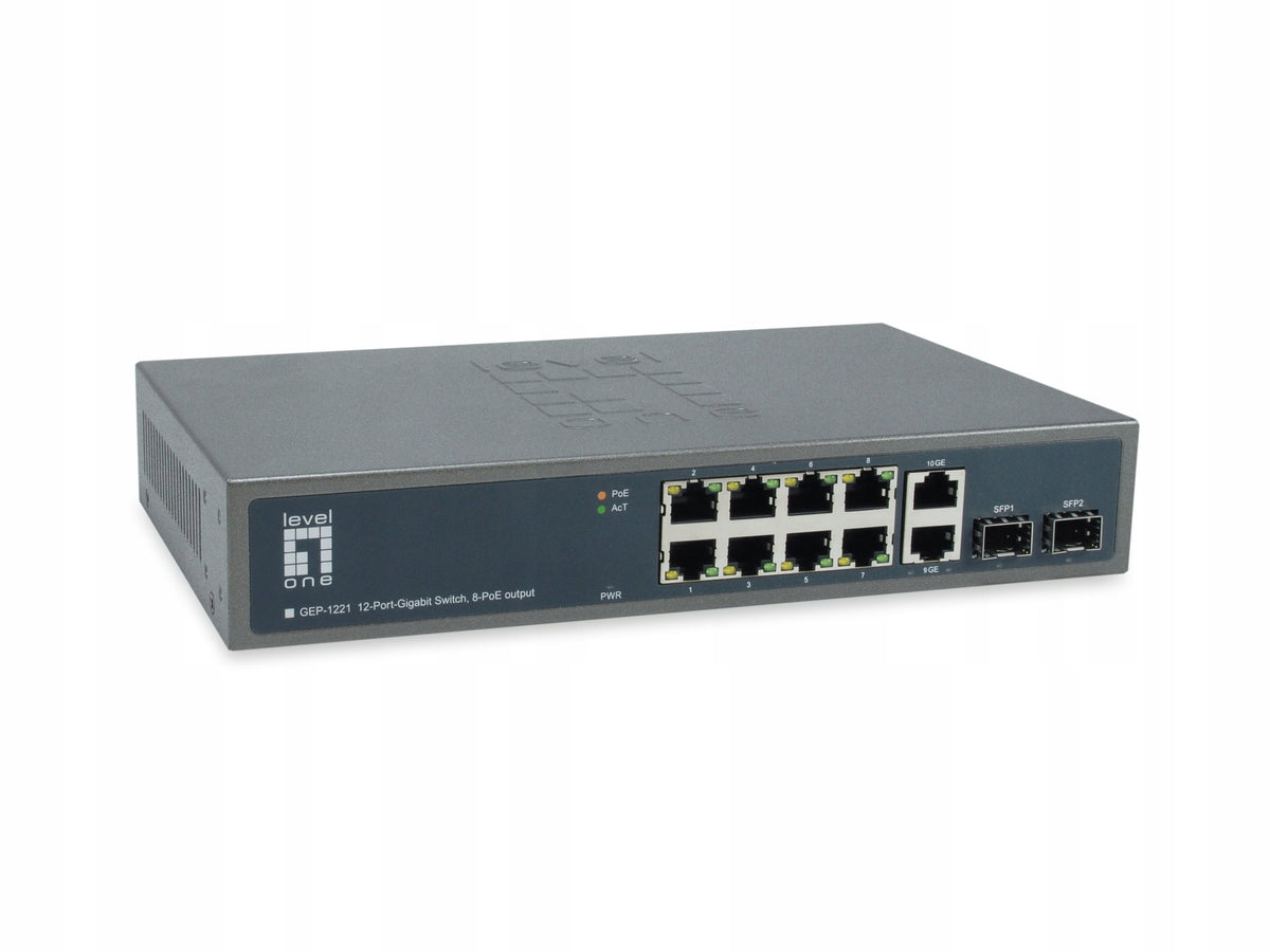 LevelOne GEP-1221 - Switch - unmanaged - 8 x 10/100/1000 (PoE+)