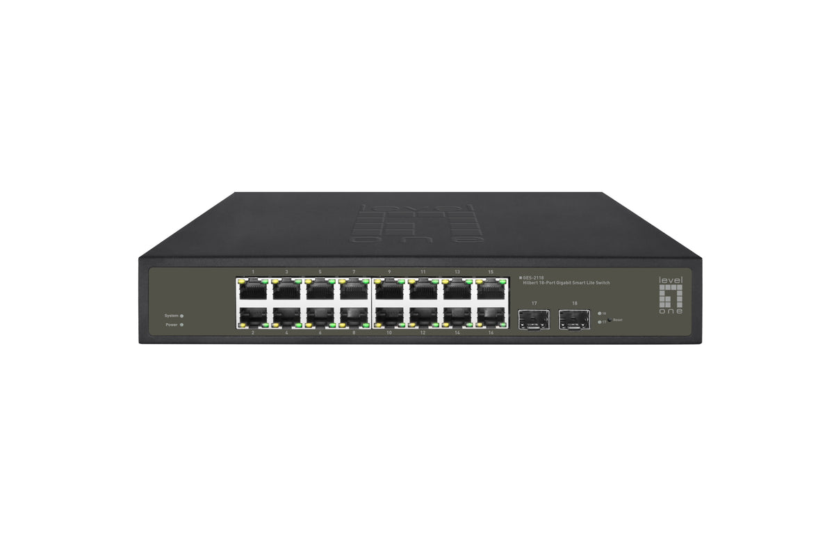 LevelOne GES-2118 Gigabit 18-Port Switch, 16x RJ45, 2x Sfp Manufacturer code GES-2118