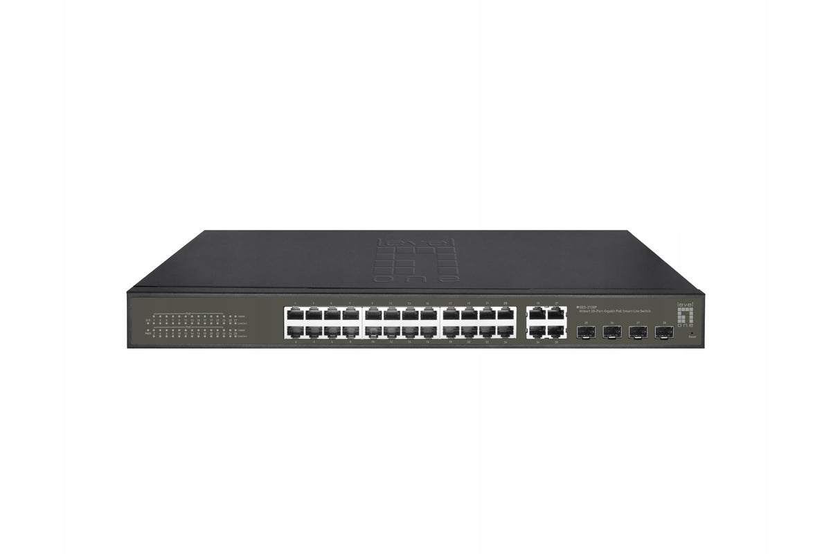 LevelOne Hilbert 28-Port Gigabit PoE Switch, 24 PoE Ports, 4 x SFP/RJ45
