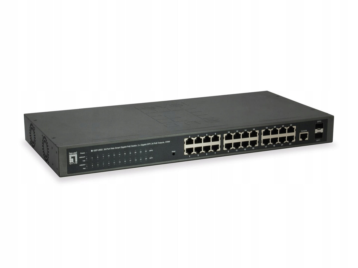 LevelOne WebSmart/GB PoE+ 26-Port 19'' 370W 1Gbps Switch