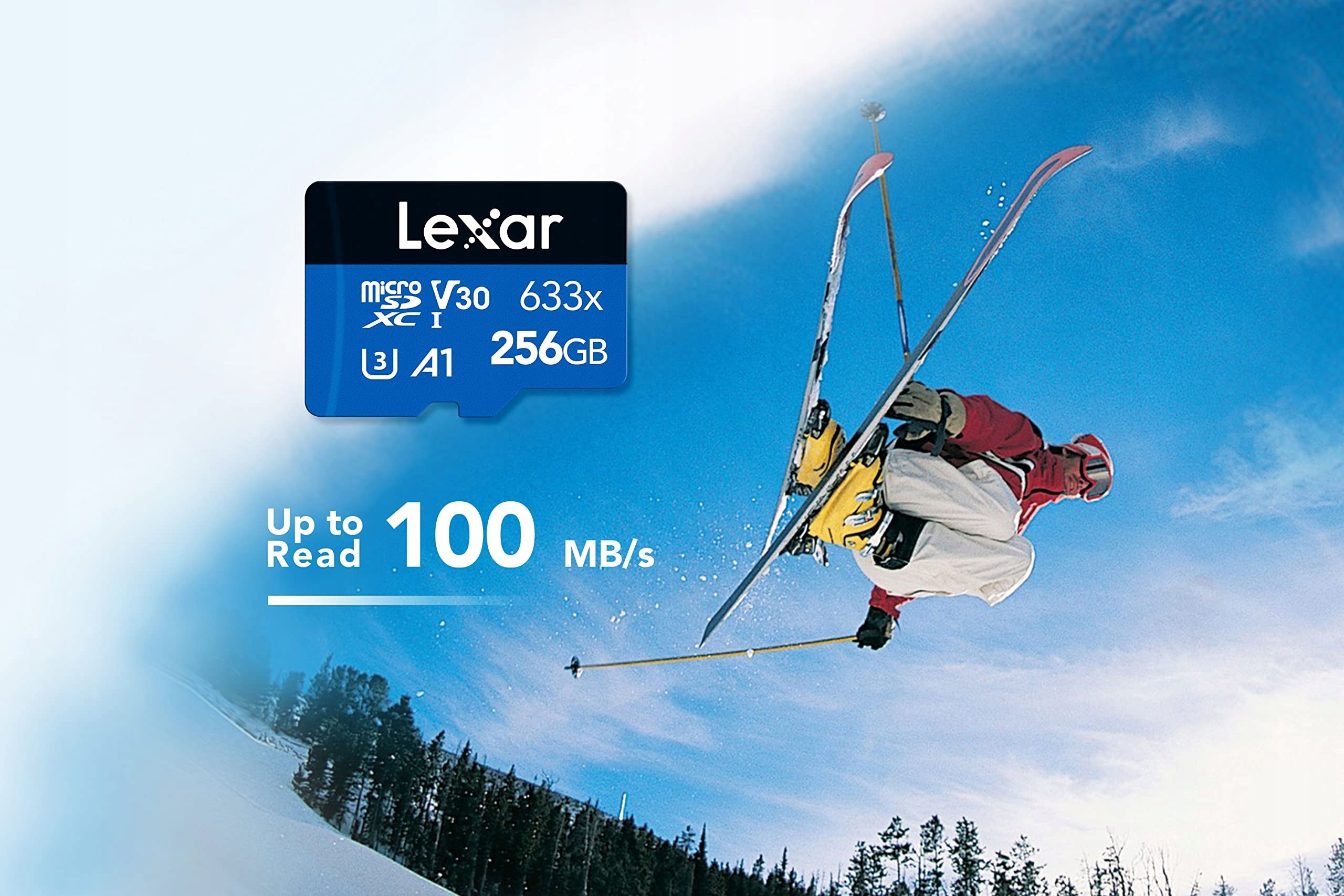 Lexar 633x 256GB Micro SD Card, microSDXC UHS-I Card + SD Adapter, microSD Card capacity 256 GB