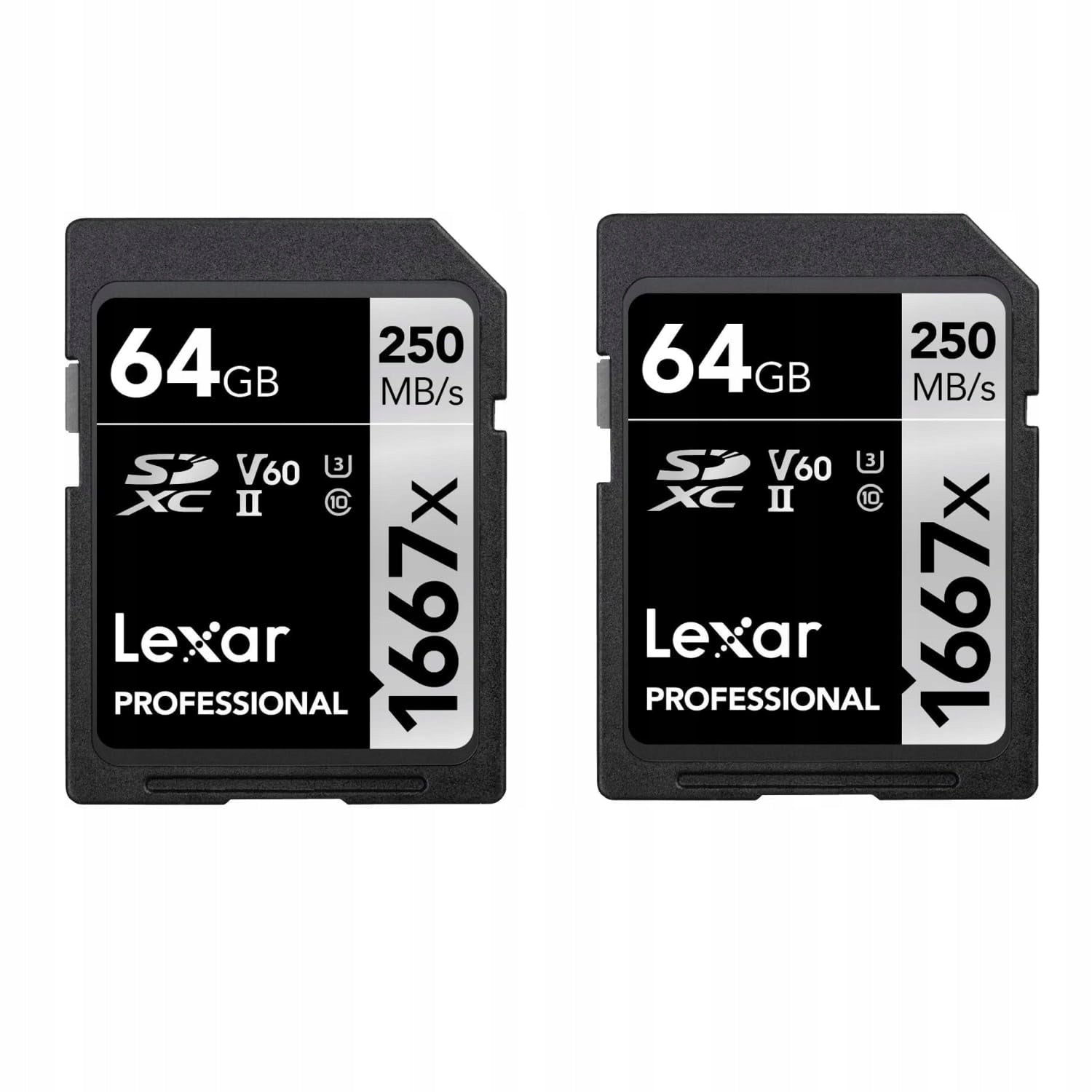 Lexar Professional 1667x SD Card 64GB 2-Pack, SDXC UHS-II Memory Card, Up