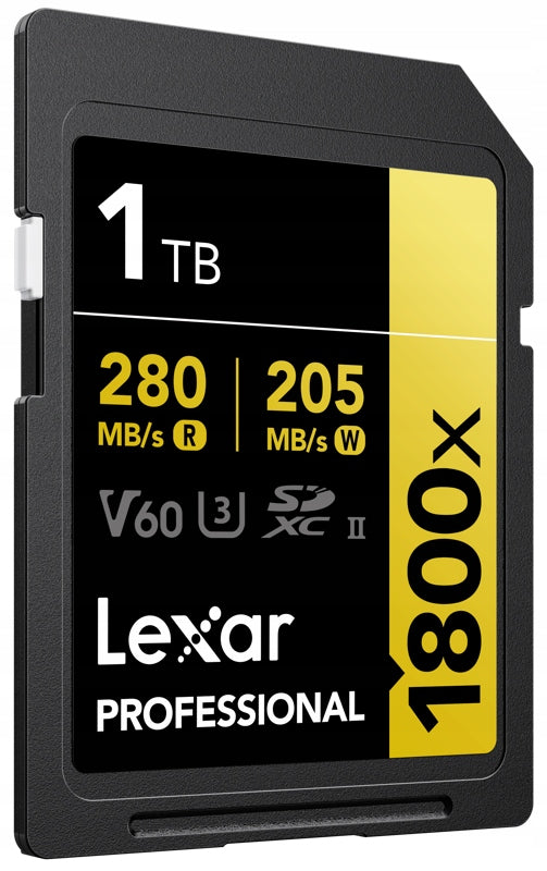 Lexar SDXC Pro 1800x U3 UHS-II R280/W210 (V60) 1TB WWA card Packaging status original