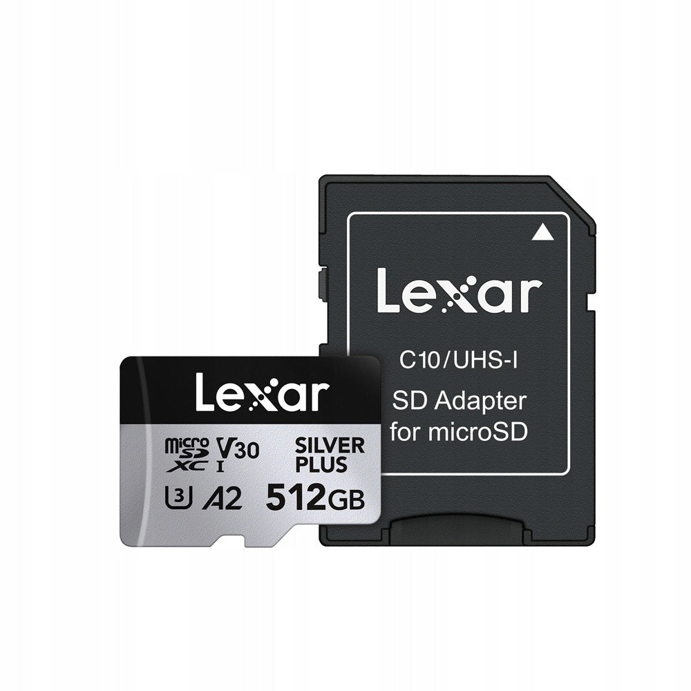 Lexar microSDXC 512GB Silver Plus V30 A2 205/150 MB/s adapter Card capacity 512 GB