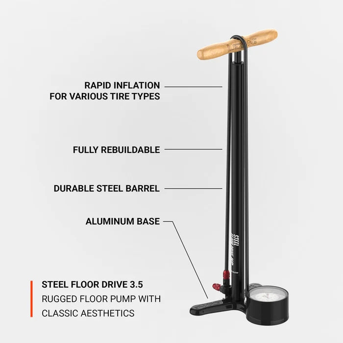Lezyne floor pump Steel Floor Drive HP matt grey Model Steel Floor Drive 3.5 ABS-1 Pro