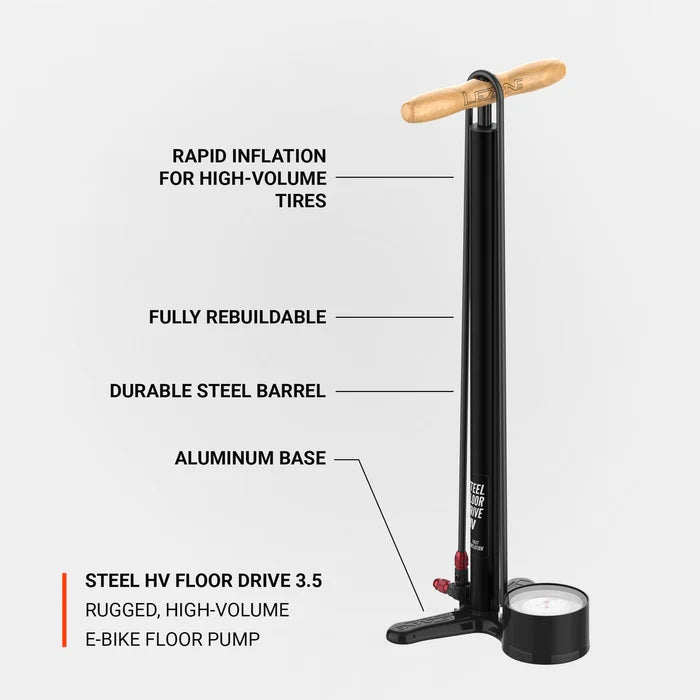 Lezyne floor pump Steel Floor Drive HV flat black Brand Lezyne