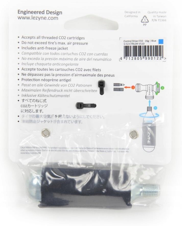 Lezyne pump CONTROL DRIVE CO2 16g blue + CARTRIDGE Manufacturer code 1-C2-CTRLDR-V110