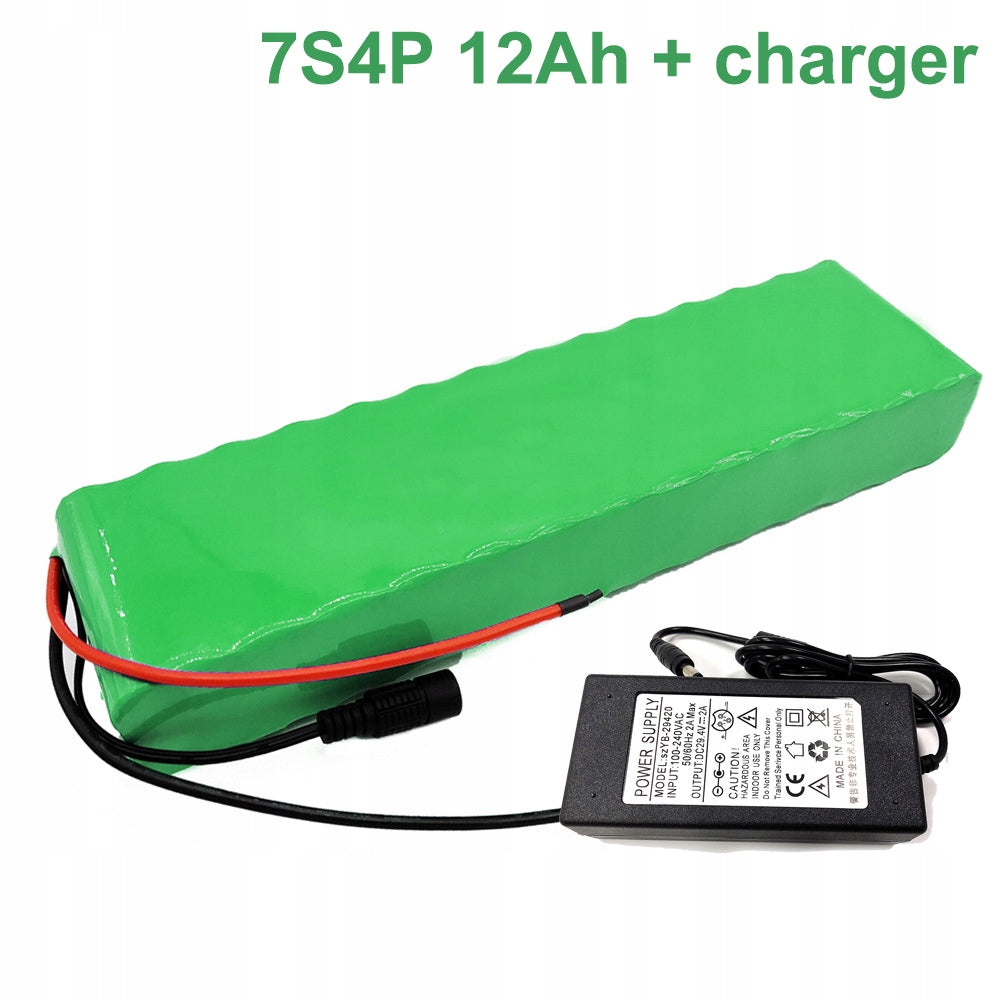 Li-ion Bike E-Bike Battery With Charger 7S4P 18650 24V 12Ah