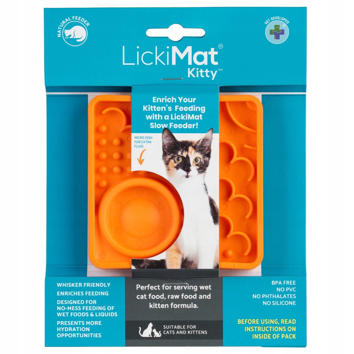 LickiMat Kitty Small Food Slowing Mat for Kitten Cats Orange
