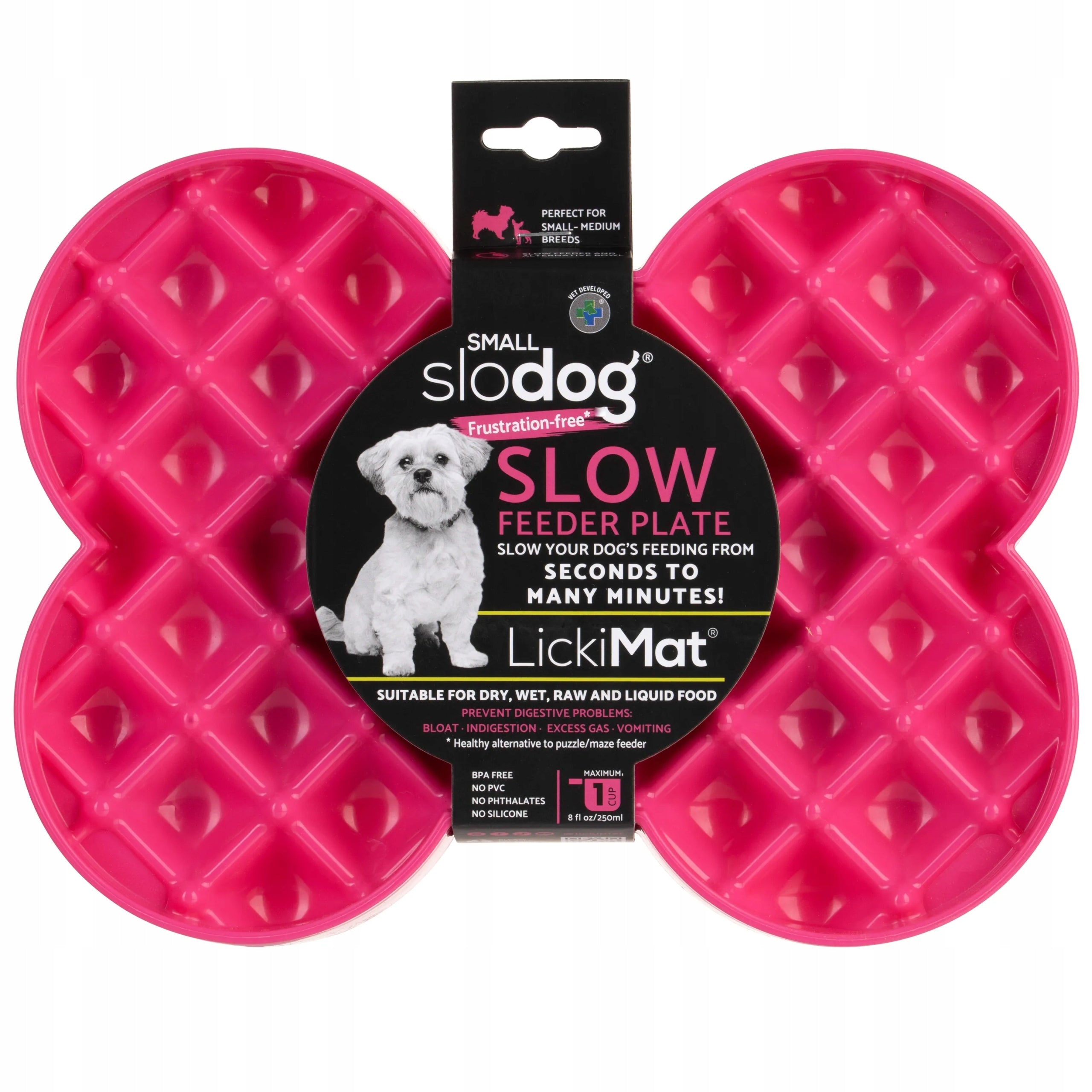 LickiMat Slodog Small Food Slowing Bowl, Dog Tray, Pink