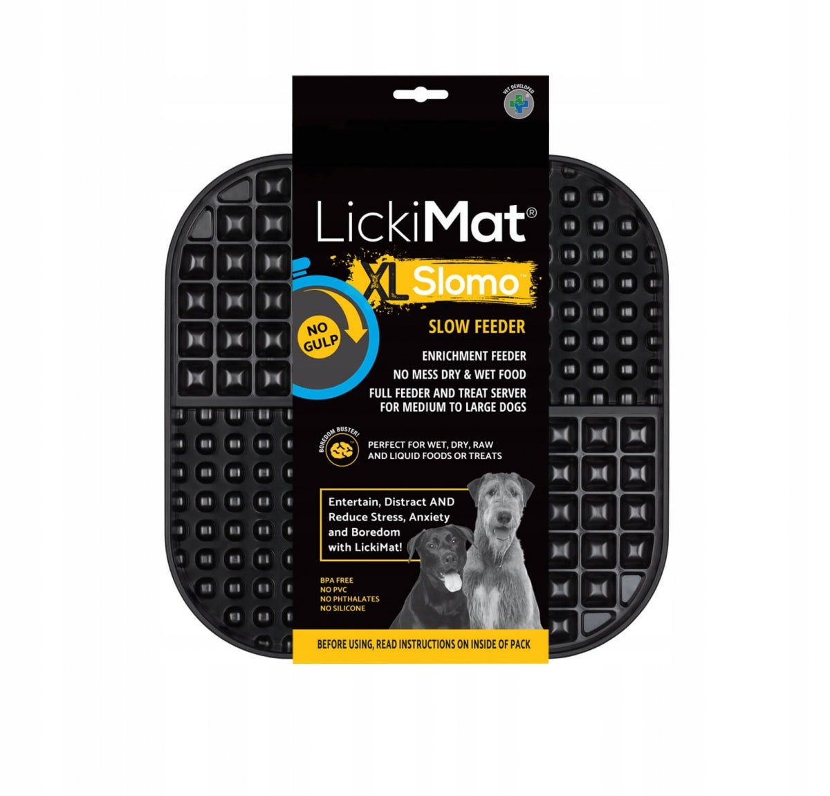 LickiMat Slomo XL Licking Mat for Medium to Large Dogs, Black Manufacturer code 9349785008360