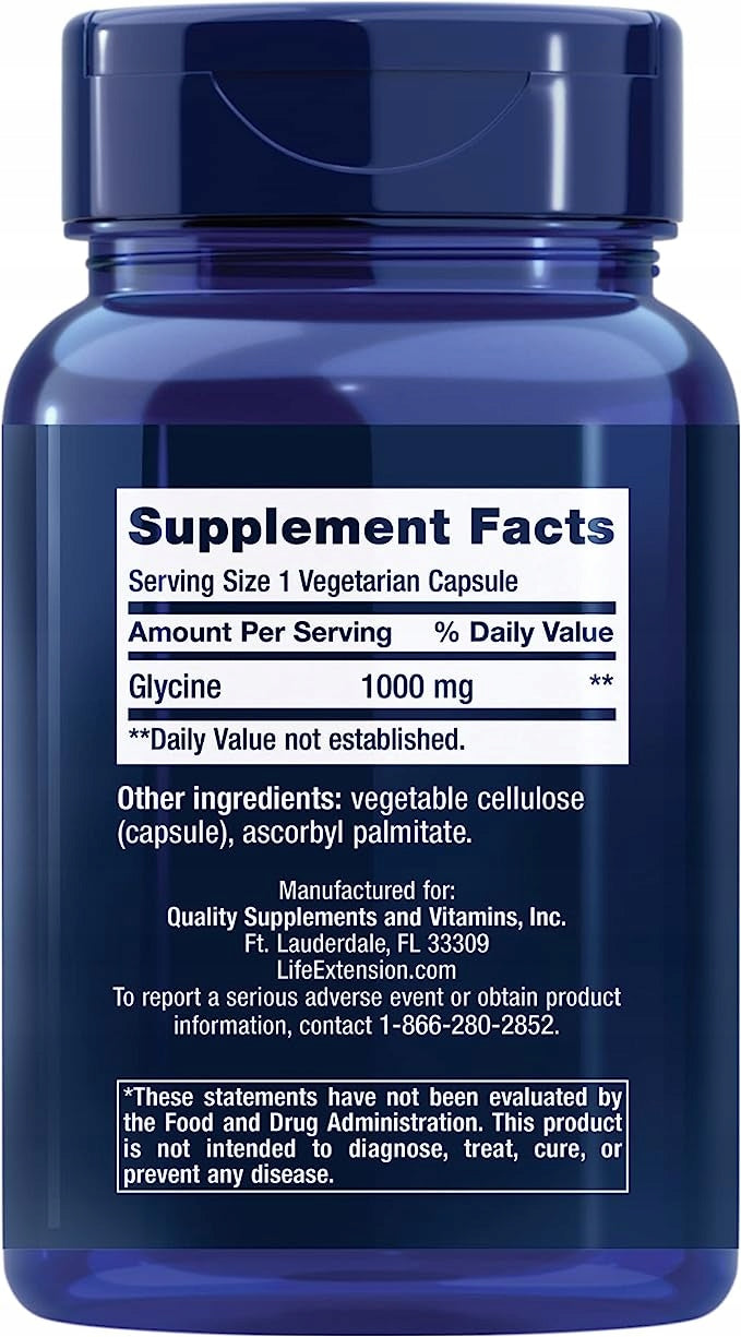 Life Extension Glycine 1000 mg 100 capsules Brand Life Extension