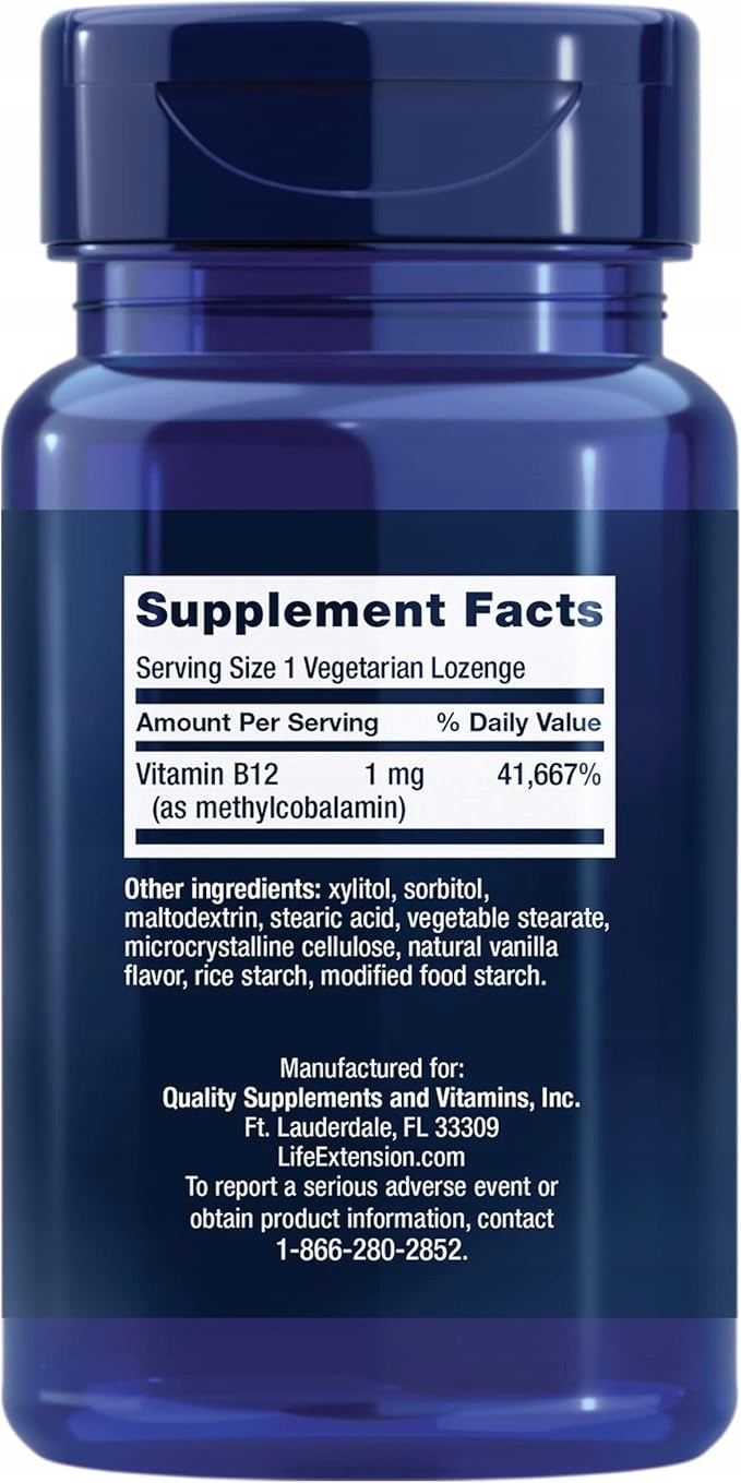 Life Extension Vitamin B12 METHYLCOBALAMIN 1 mg 60 tablets EAN (GTIN) 737870153665