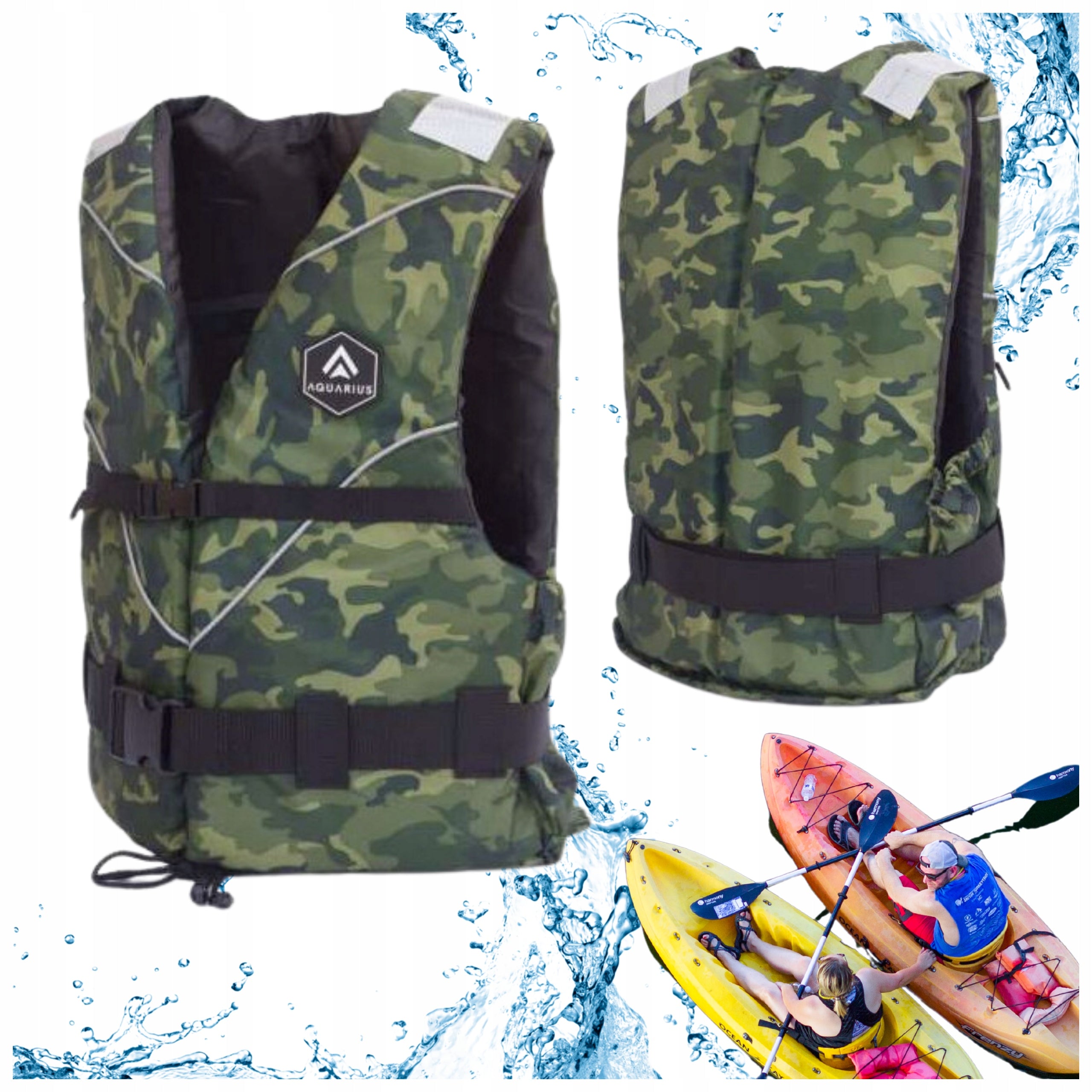 Life Vest Safety Vest Universal Standard Military Camo Fish XXL