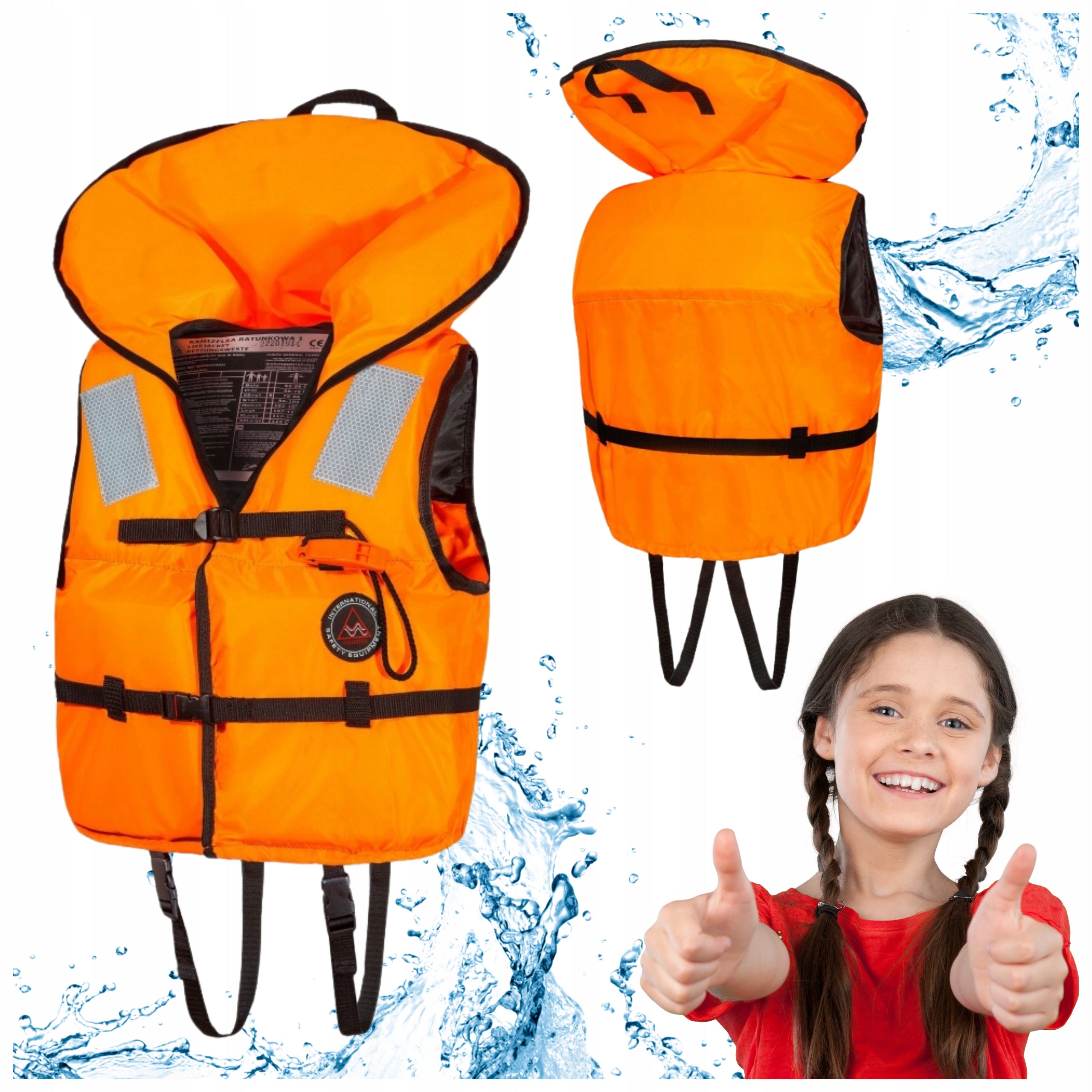 Life jacket life vest Aquarius orange kayak boat 60N r.S 40-50kg