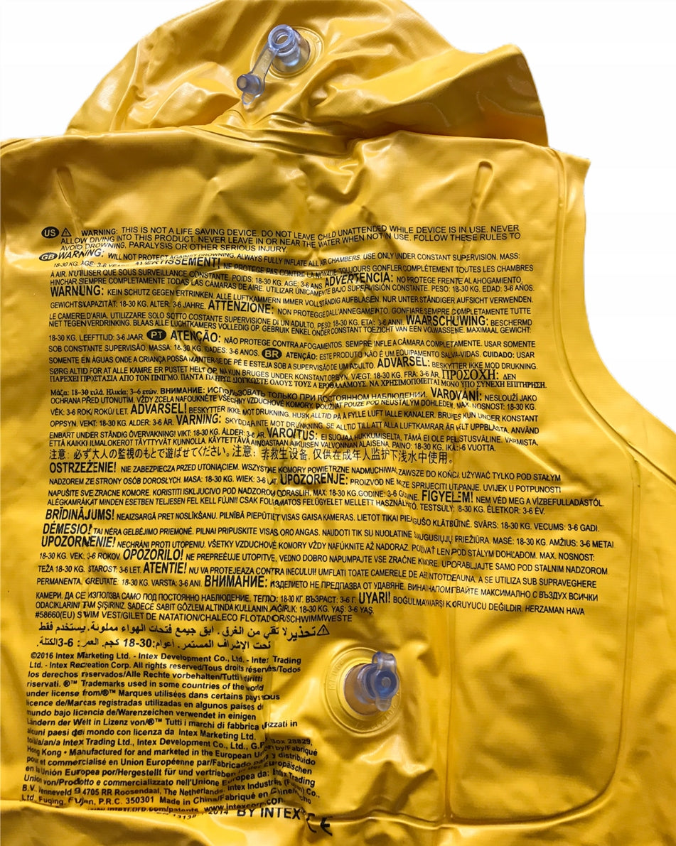 Life jacket life vest for learning to swim yellow Intex 58660 3-6 years Brand Intex
