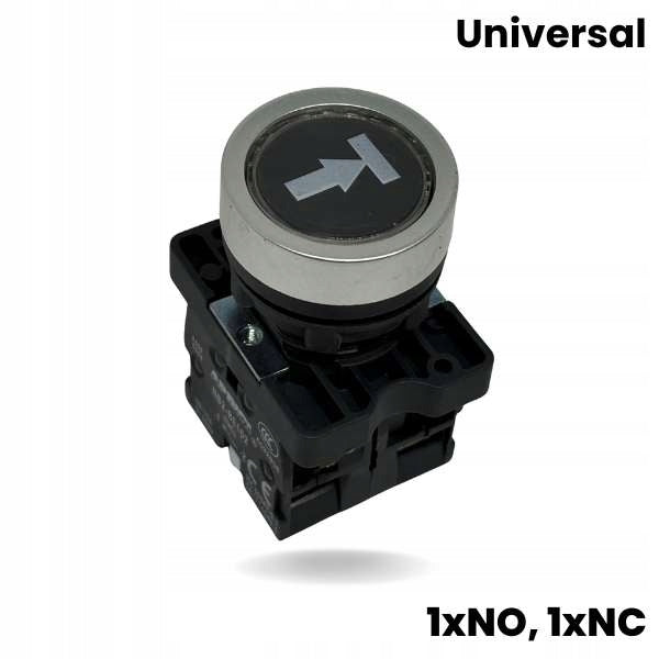 Lift button - black 1 x NO, 1 x NC (arrow, dash)